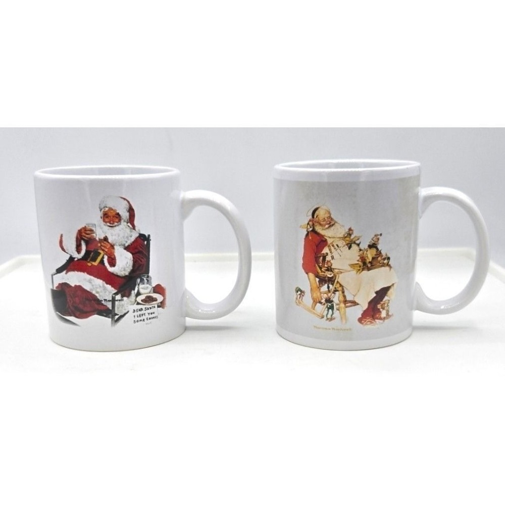 Norman Rockwell Christmas‎ Santa Coffee Mugs by MSRF Design Studio - Set of 2